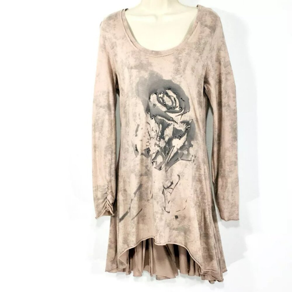 CREAM Brand Retro Tunic Mini Dress Sz XL Beaded Front Flared Back
